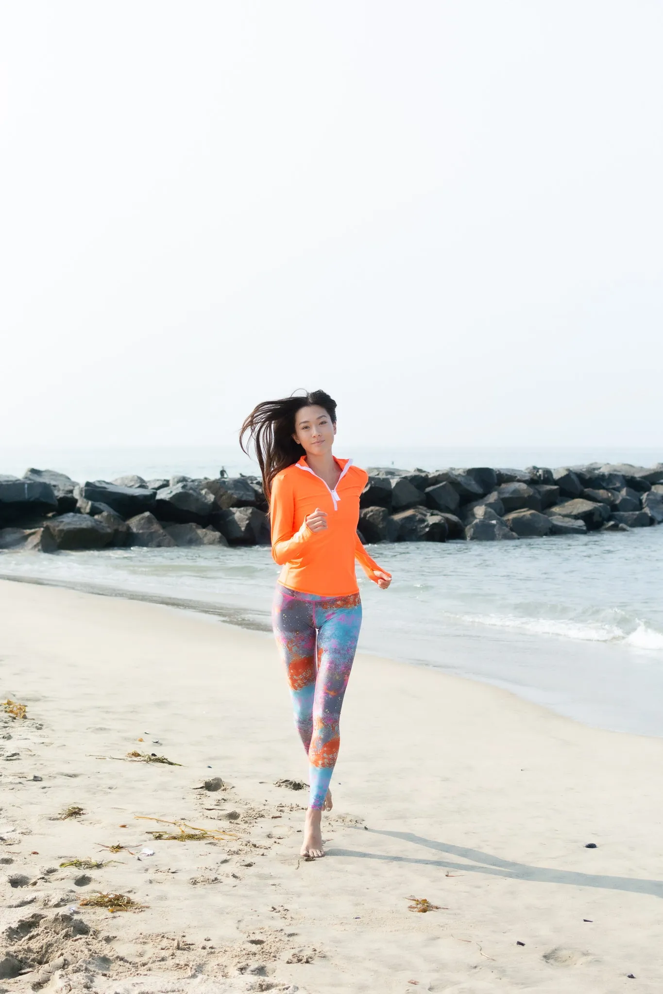WOMEN'S HENLEY RASH GUARD - ORANGE