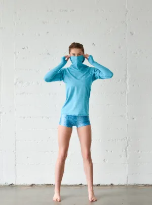 WOMEN'S HOODED PULLOVER RASH  - TURQUOISE