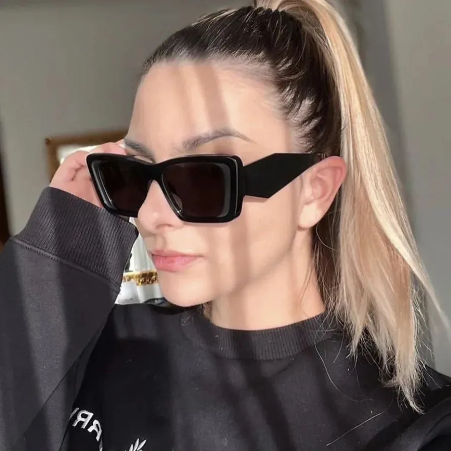 Women's Sunglasses Trend Vintage Rectangle Big Frame Black Square Glasses 2022 Women Sun Glasses Ladies Eyewear