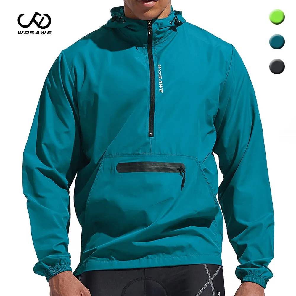 WOSAWE Men&#39;s Cycling Hoodies Jacket Waterproof cortavientos ciclismo hombre MTB Bike Hooded Jackets Bicycle Windbreaker M-3XL