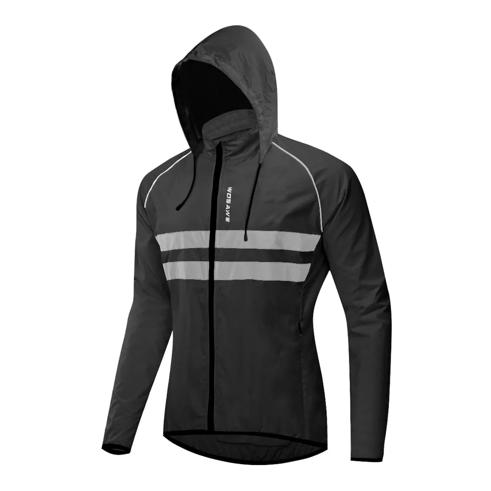 WOSAWE Men&#39;s Cycling Hoodies Jacket Waterproof cortavientos ciclismo hombre MTB Bike Hooded Jackets Bicycle Windbreaker M-3XL