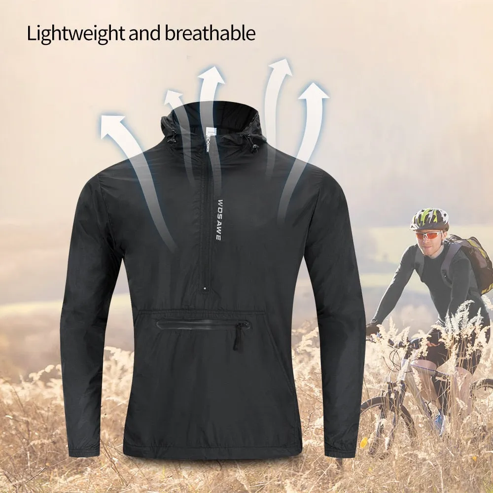 WOSAWE Men&#39;s Cycling Hoodies Jacket Waterproof cortavientos ciclismo hombre MTB Bike Hooded Jackets Bicycle Windbreaker M-3XL