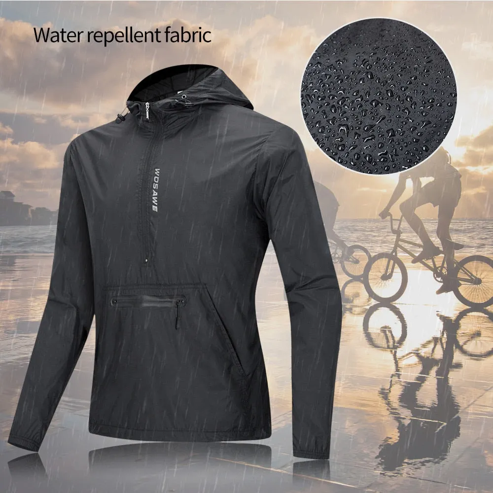 WOSAWE Men&#39;s Cycling Hoodies Jacket Waterproof cortavientos ciclismo hombre MTB Bike Hooded Jackets Bicycle Windbreaker M-3XL
