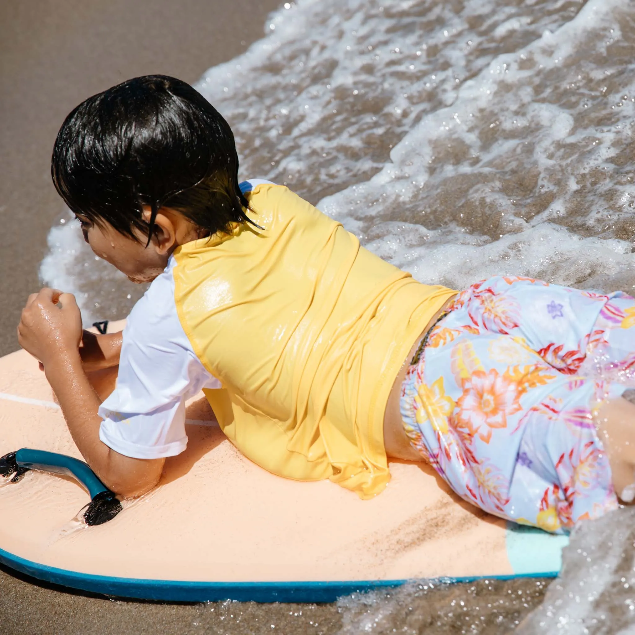 Yellow White Sleeve Sustainable SS Rash Top